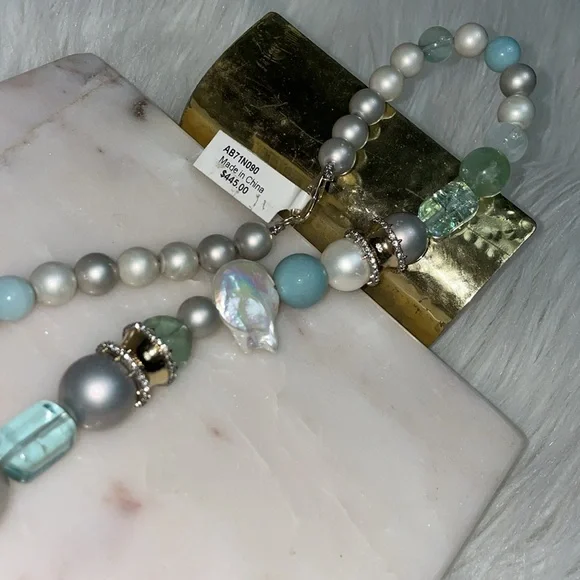 🩵HP 🐳 RARE! ALEXIS BITTAR LARGE BAUBLE NECKLACE Freshwater Pearl Statement Piece - Picture 7 of 11